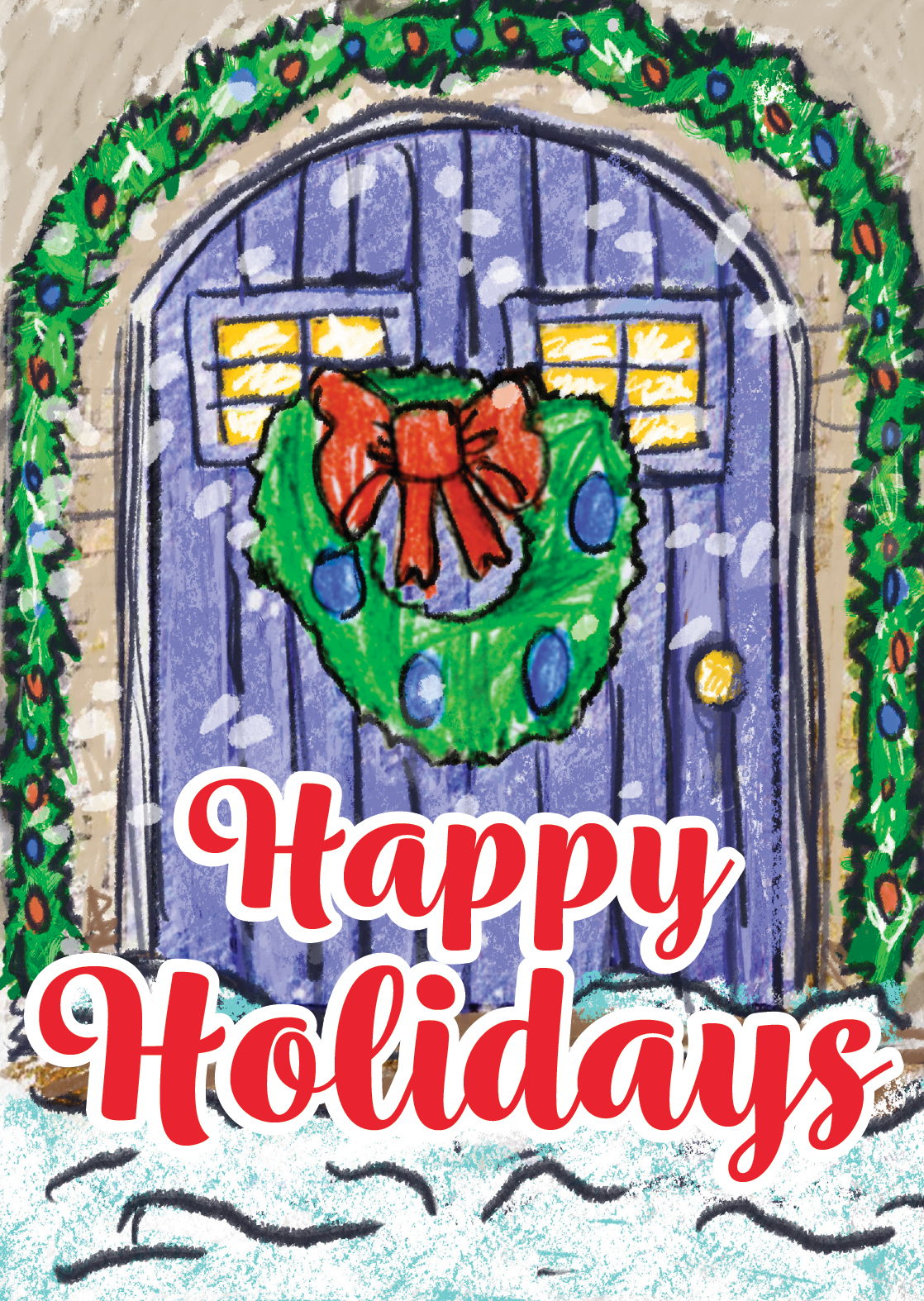 2023 Wreath Holiday Card - Happy Holidays