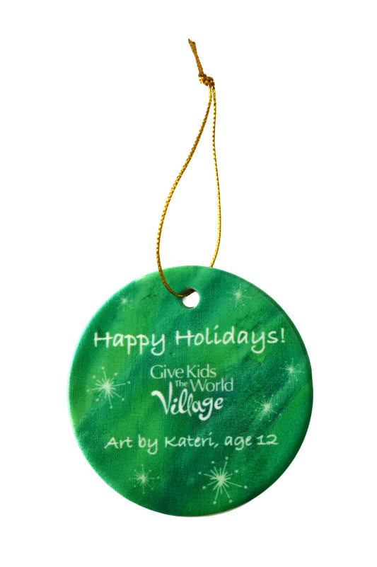 Candy Cane Heart Ceramic Ornament