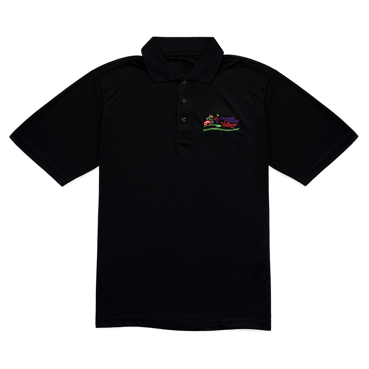 Adult Village Logo Performance Polo - Black